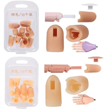 

10Pcs/Set Silicone Replacement Nail Fingers Practice Hand Finger Cover Fake Hand Replacement Finger Parts Nail Art Tool 2 Colors