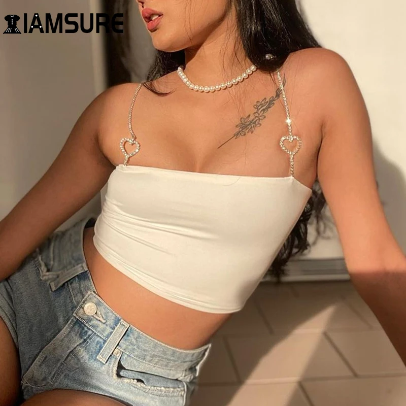 

IAMSURE Solid Y2K Sexy Crop Tops Women 2020 Bodycon Camis Women'S Clothing Casual Harajuku Cropped Vests Streetwear Night Club