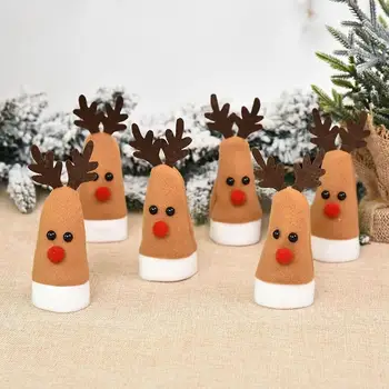 

10PCS Christmas Wine Bottle Fabric Cute Elk Cutlery Bag Dinner Kitchen Decor New Year 2021 Merry Christmas Decorations For Home