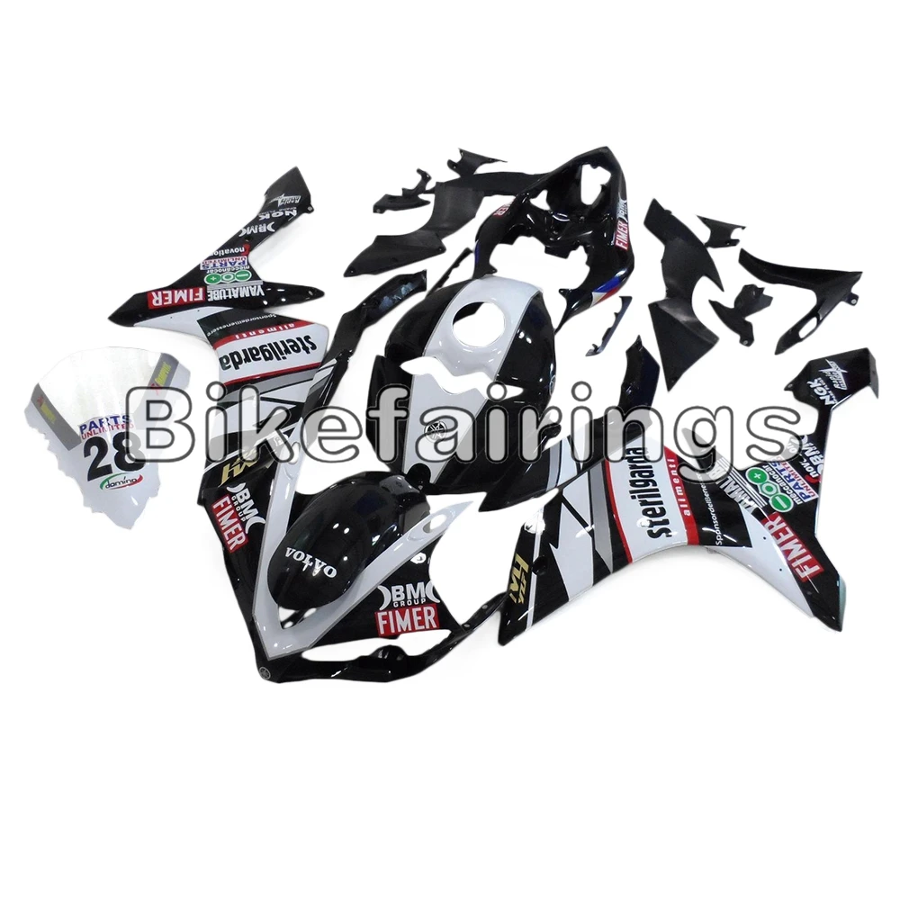 Белый черный стерилигарда инъекции оболочки для Yamaha YZF1000 R1 2007 2008 Обтекатели тела Рабочий комплект крышка Cowling пластиковые панели корпуса