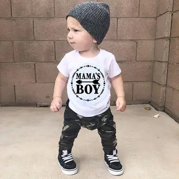 

Cute Baby Clothes Toddler Infant Kid Baby Boy Short Sleeve Letter Tee Tops+Camouflage Pants Outfits Set