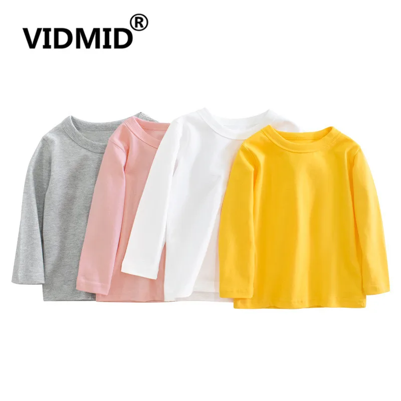 Promo VIDMID Cotton Kids T-shirts Boys Girls Cute Cartoon Long Sleeve Tees Tops Autumn Winter oo3KMVxgEl5