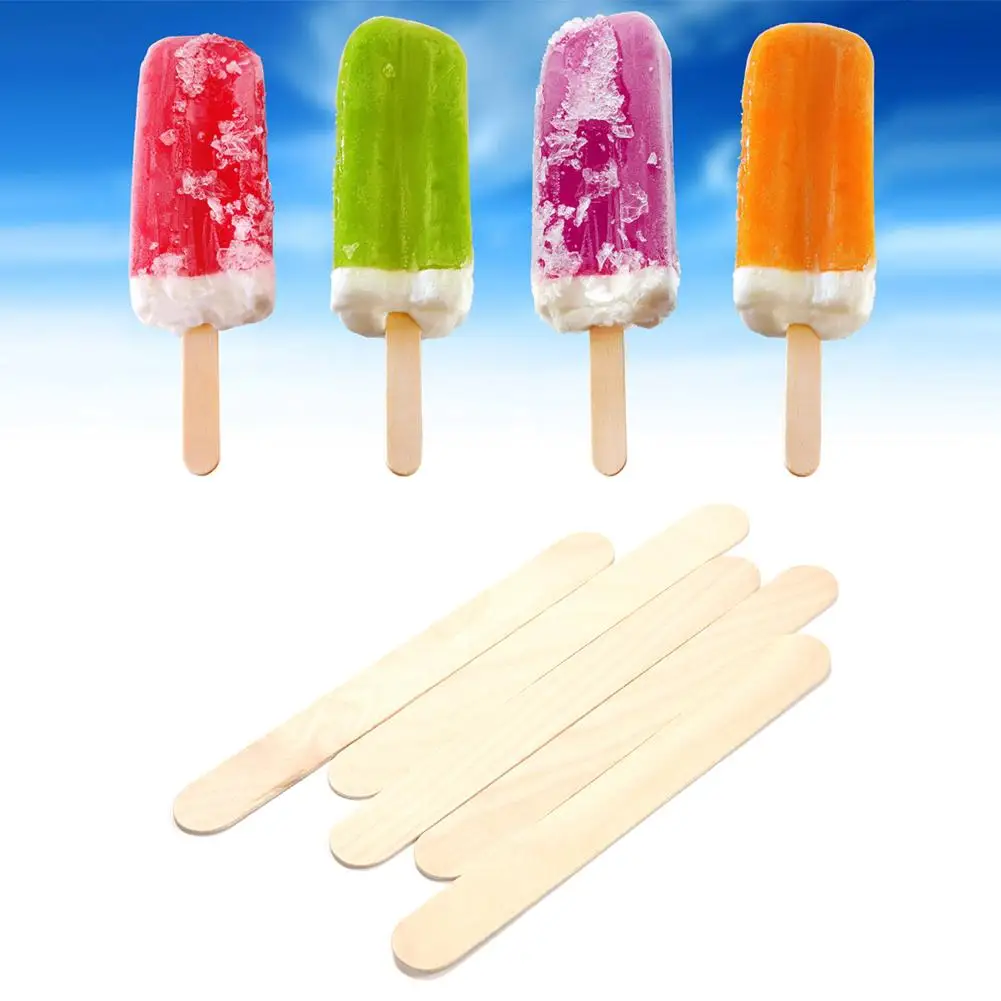 50Pcs/Lot Colored Wooden Popsicle Sticks Natural Wood Ice Cream Sticks Kids DIY Hand Crafts Art Ice Cream Lolly Cake Tools,ice cream stick tools