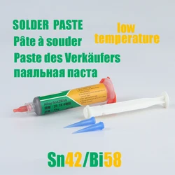Pâte à souder sans plomb à basse température, Type tube aiguille Sn42Bi58, Point de fusion 138 ℃ réparation de Patch, pâte à souder à basse température 