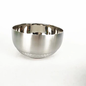 

Custom stainless steel su304 rice bowl double wall korea heatproof food grade metal mixing bowls for rice food home