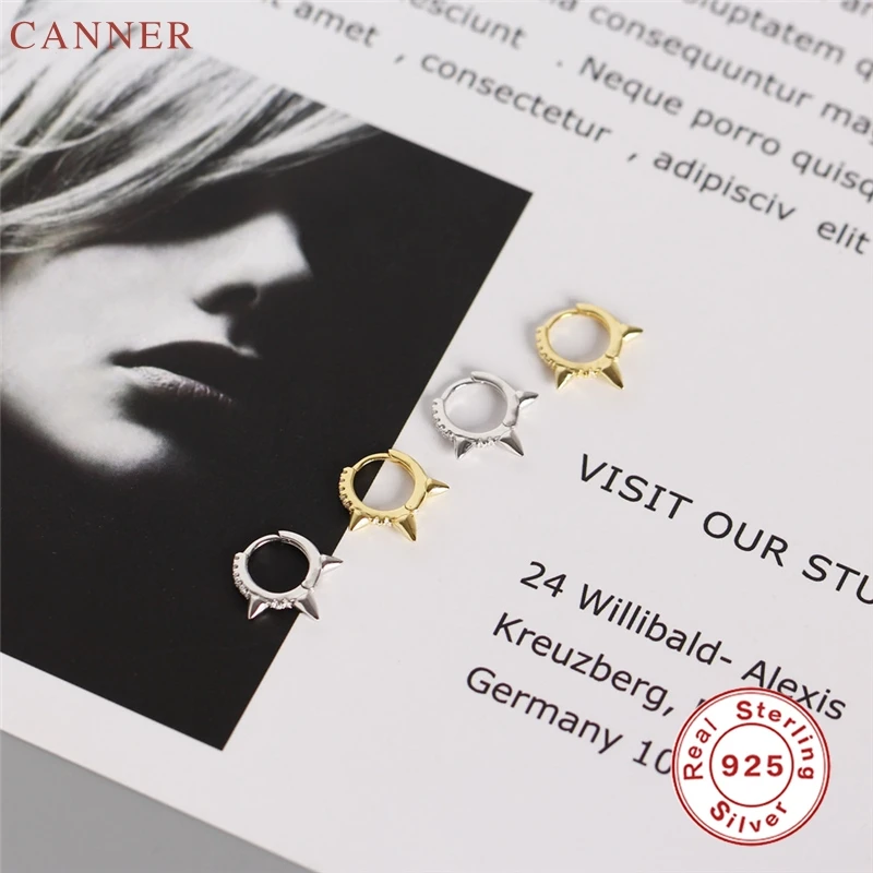 

CANNER Gold Color Small Hoop Earrings for Women 925 Sterling Silver Circle Earings Punk Jewelry Mini Huggie Earrings 2019 C40