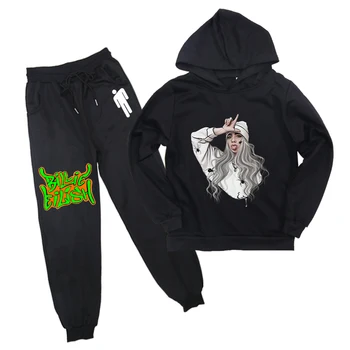 

Teenager Billie Eilish 2 Pcs/Set Track Hoodies Pants Suit Unisex Streetwear Sweatshirts Sport Pants Boy Girl Gothic Clothes
