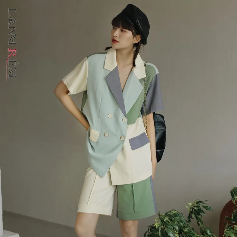 Костюм LANMREM женский свободный с коротким рукавом и шортами модный костюм в