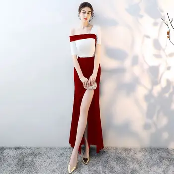 

Formal Party Dress One Shoulder Sexy Qipao 2020 New Women Elegant Split Cheongsam Sexy Chinese Dresses Vestidos De Festa