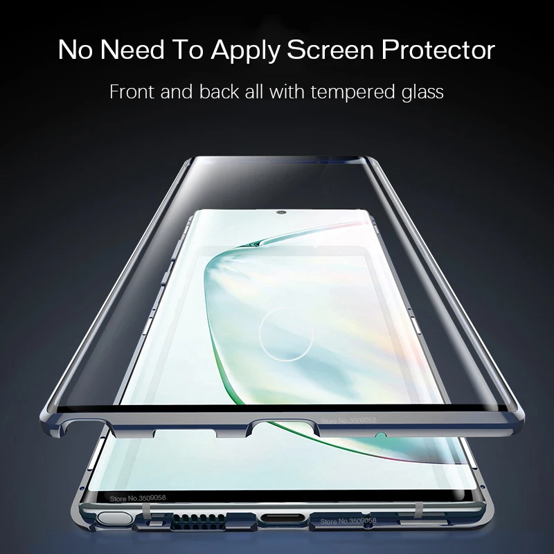 360 Полный корпус защитный чехол для samsung Galaxy Note 10 Plus Pro Note10 Алюминиевый металлический магнитный бампер двухсторонний стеклянный чехол