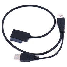 

USB2.0 to 6+7 13Pin Slimline Slim SATA Cable With External USB 2.0 Power Supply For Laptop CD-ROM DVD-ROM ODD Adapter Converter