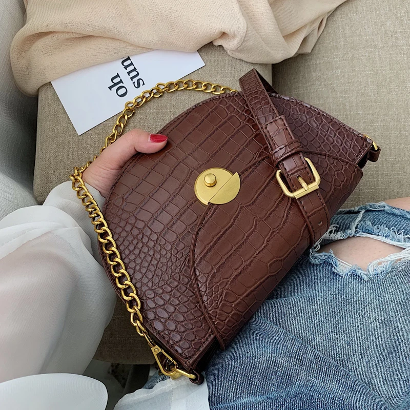 

French small bag handbag 2019 new wave Korean version of the wild stone pattern texture Messenger bag retro bag shopping bag