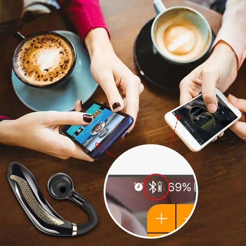CLAITE, беспроводные bluetooth 5,0 наушники, стерео, шумоподавление, водонепроницаемый, громкая связь, Бизнес Спорт, гарнитура с крючком, с HD микрофоном