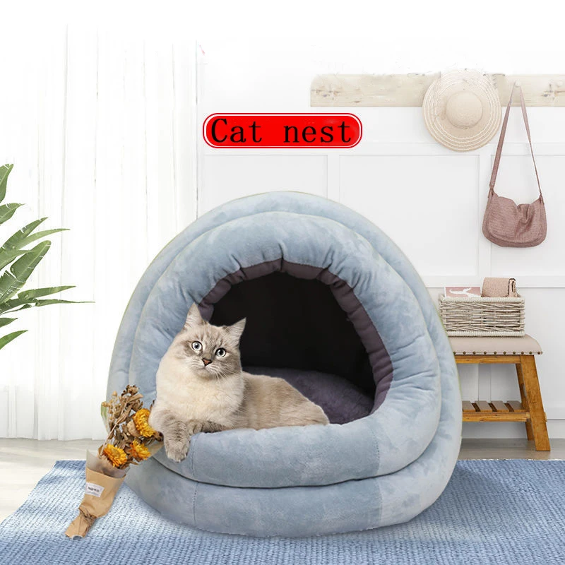 Cama blanda para mascotas, almohadilla tipo saco de dormir, para un invierno cálido y acogedor, en 3 colores, ideal para gatos y perros, tienda, cueva, casa, perrera, 2 tamaños S y L