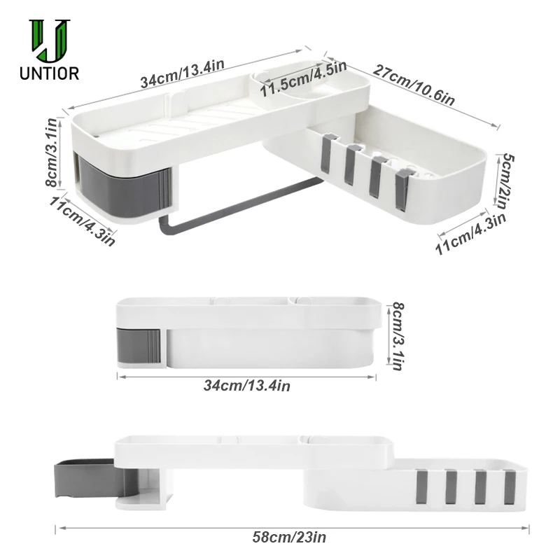 UNTIOR настенная полка для ванной комнаты домашняя кухня пробивая стойка для хранения креативный 90 градусов вращение аксессуары для ванной комнаты Набор