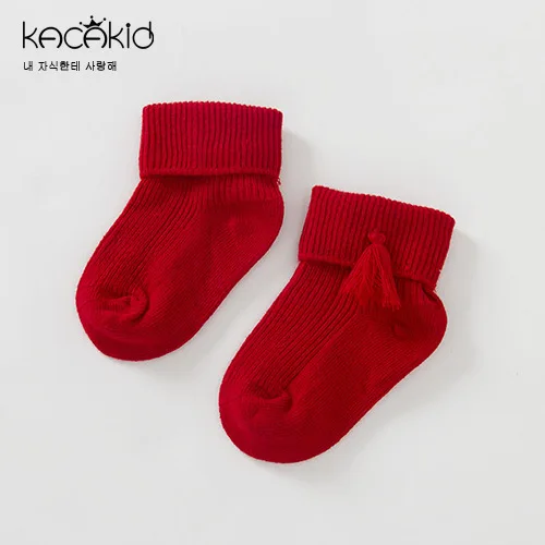 Red От 0 до 4 лет, новинка, брендовые хлопковые носки для малышей милые носки с манжетами и кисточками для девочек Infantis Menina, весенняя одежда для маленьких принцесс, подарок для малышей - Цвет: Red