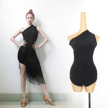 Топы Для латинских танцев, женские костюмы для латинских танцев, черный комбинезон, топы для Танго/сальсы/самбы, одежда для занятий танцами DQL406