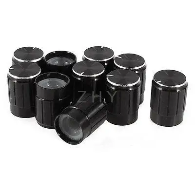 

10 Pcs Black 5.5mm Knurled Dia. Potentiometer Control Knobs 13mmx17mm