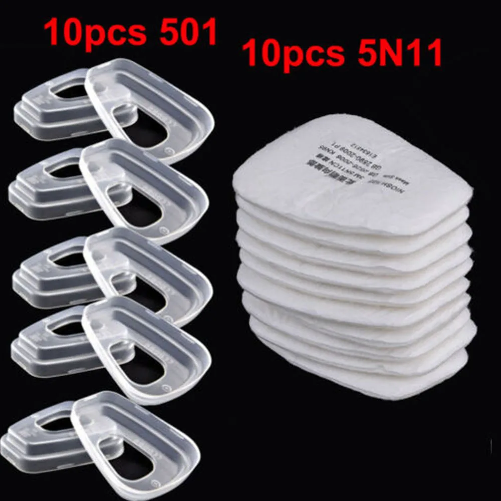 10x MC5N11 фильтр хлопок+ 10x MC501 крышка контейнера для противогаз 6100 6200 6800 10*501 контейнеры фильтр 10*5N11 N95 частности