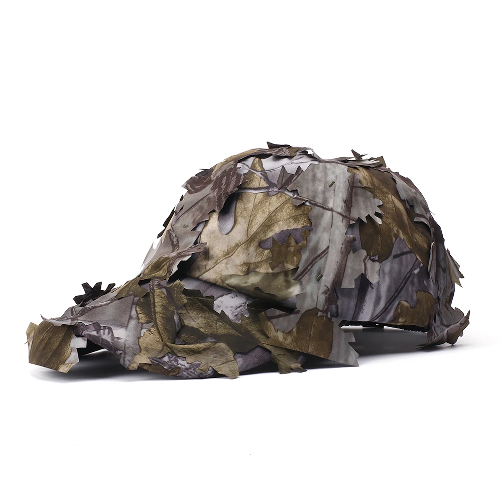 

Hunting Camouflage Cap W/ Bionic Leaf Hiking Jungle Head Climbing Outdoor Hat