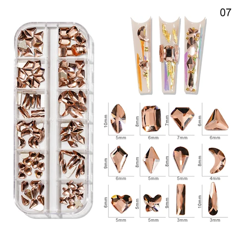 Box AB/Colorful Hotfix Rhinestones MIxed Size Flatback Crystal Diamond Gems 3D Glitter Nail Art Luxurious Decorations