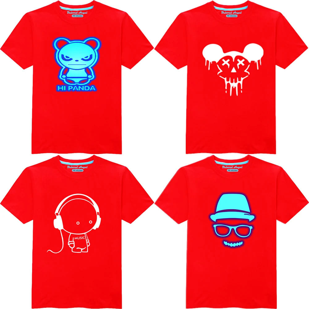 

Brand New Boys Girls Short Sleeve T Shirt Funny 3D Pattern Luminous Kids Red T Shirt For Baby T Shirt Cotton Children Clothes