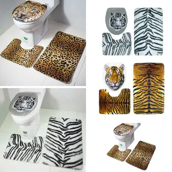 

Tiger Leopard 3Pcs/Set Bath Mat Carpet NEW Bathroom Non-Slip Durable 2017 Home Supplies Decor Foot Mat Toilet Rug Animal Print