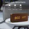 Alarm Clock LED Wooden Watch Table Voice Control Digital Wood Despertador USB/AAA Powered Electronic Desktop Clocks 4