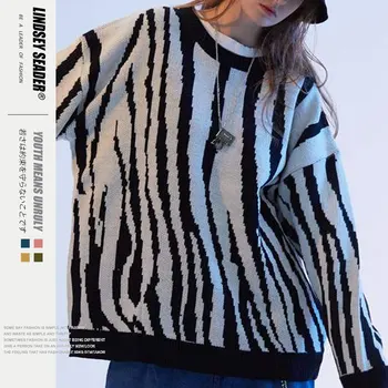 

Women Mens Mens Sweaters Pullover Knit Sweater Tree Pattern Zebra-stripe Orange Cotton Warm Winter Inside Outwear Sweater