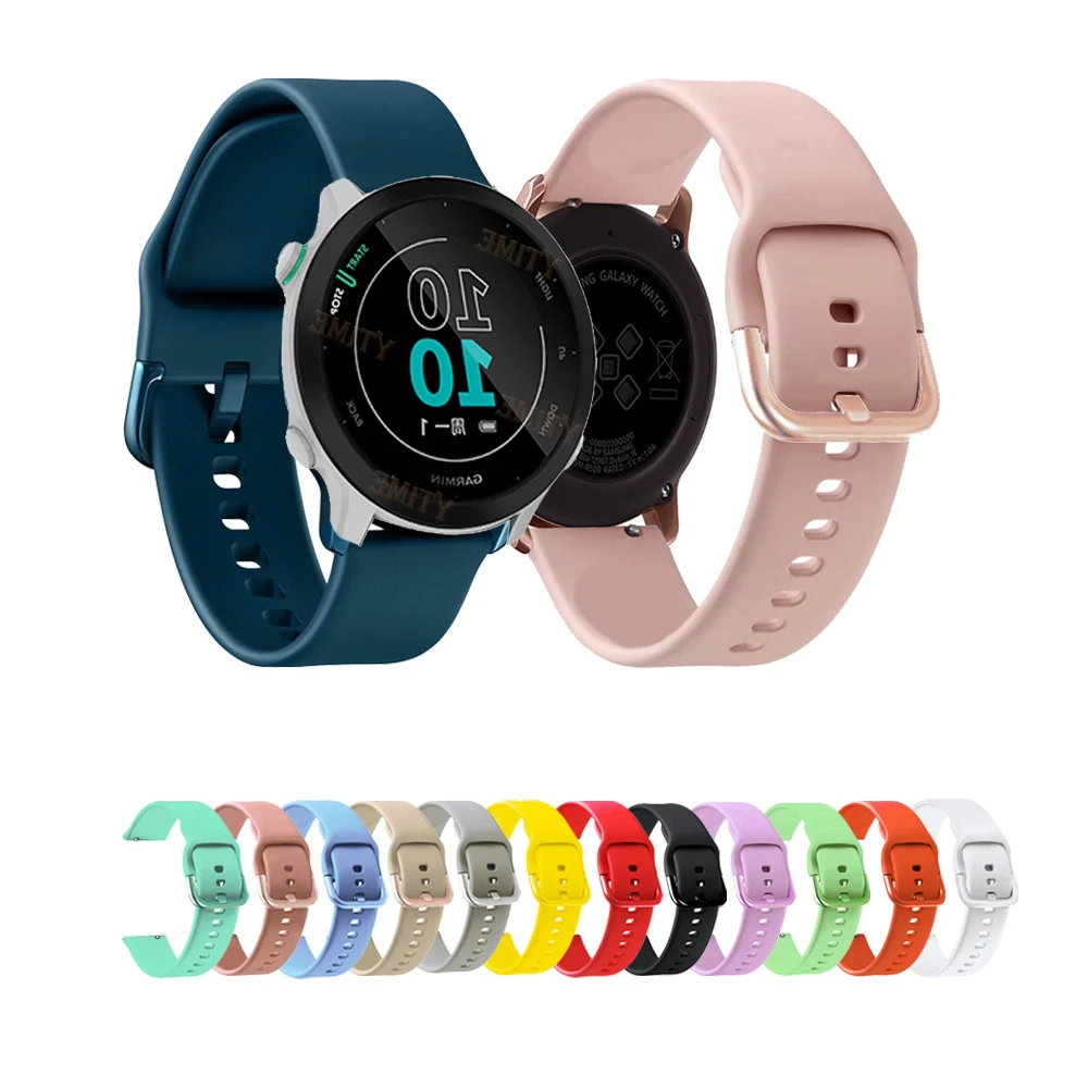 20mm 22mm Silicone Watch Band Strap For Garmin Forerunner 245 645 158 55 Smart Watch Band For