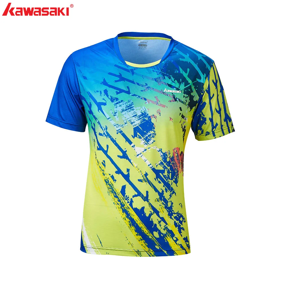 

KAWASAKI Men Soccer Fitness T-Shirt Short Sleeve 100% Polyester Breathable Quick Dry Running Badminton Sports T Shirts ST-R1229L