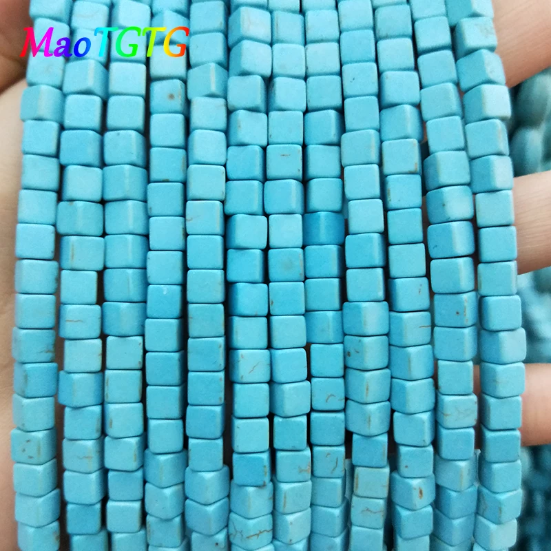 5 мм квадратные бирюзовые бусины для изготовления ювелирных изделий своими