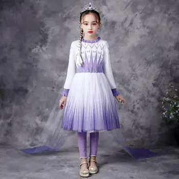 

Snow Queen 2 Elsa Dress For Girls Winter Princess Snowflake Print Knitted Costume Christmas New Year Elegant Clothes