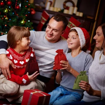 

1 Set Christmas Gift Bags 24Days Countdown Advent Calendar Sticker Hemp Rope DIY Holiday Christmas Decorations HKS99