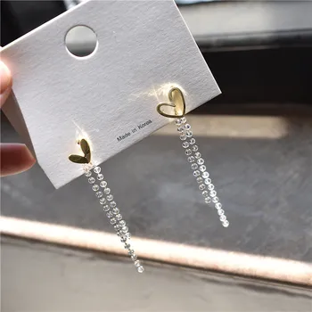 

925 Silver Needle Long Glass Crystal Tassel Threading Earrings Personalized Earrings Women's Best Party Gifts Free Shipping 2020