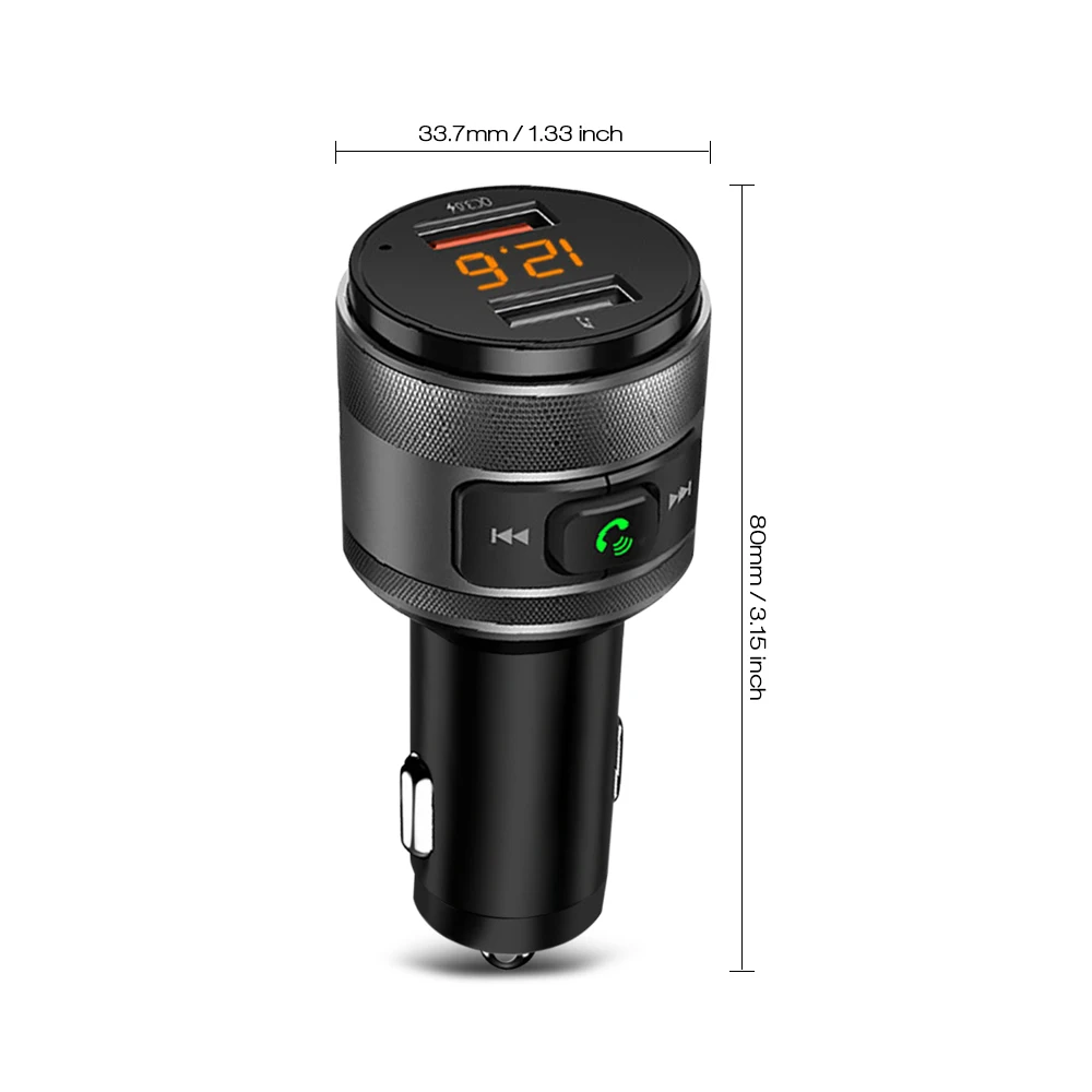 C57 Bluetooth 4,2 автомобильный fm-передатчик с дисплеем напряжения аккумулятора usb зарядный порт Hi-Fi аудио u-диск тонкий ручной звонок