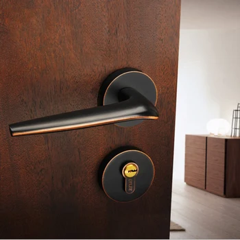 

Bedroom interior door lock Zinc alloy handle lock Black split mute handle lock hardware