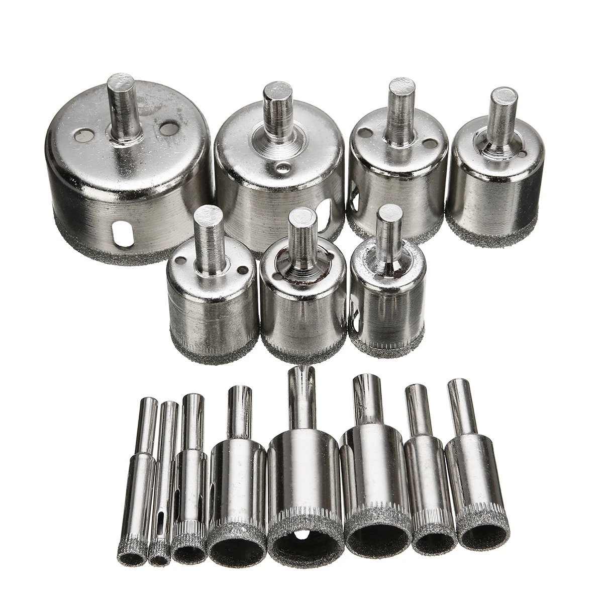 15pcs Diamond Coated Drill Bit Set Tile Marble Glass Ceramic Hole Saw Drilling Bits For Power Tools 6mm-50mm