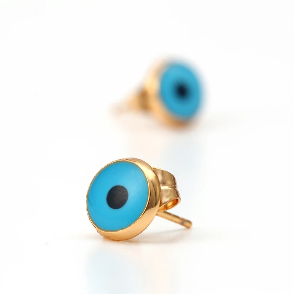 EVIL EYE золотой цвет маленькие серьги-гвоздики круглые синие турецкий глаз серьги ювелирные изделия ручной работы для женщин девушек EY6372
