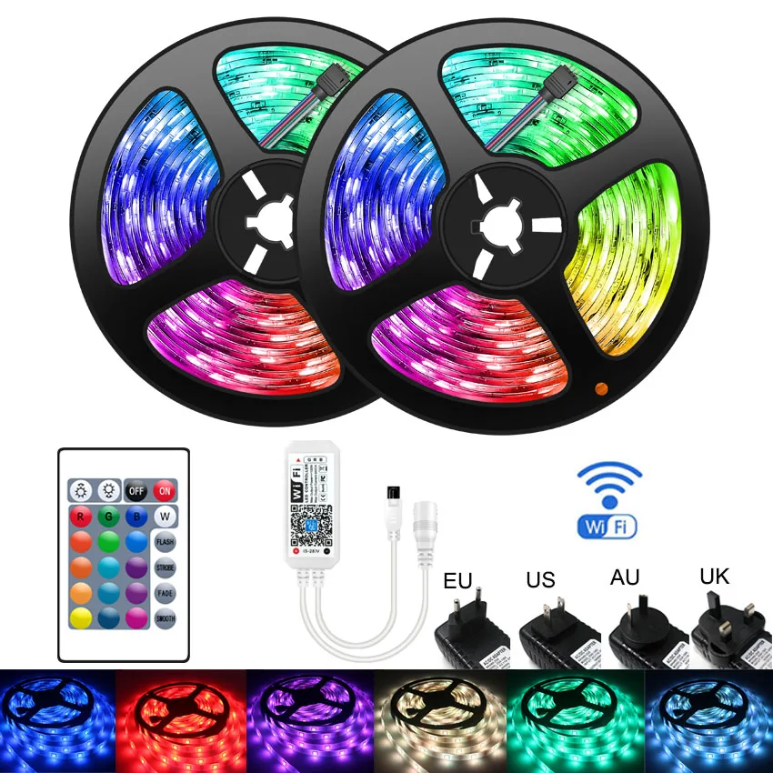 

ZGX Wireless LED rgb Controller 30leds/m 5050 RGB LED Strip Light Lamp Waterproof Neon Tape Diode Ribbon 12V Adapter for Kitchen