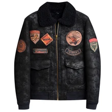 Черная мужская куртка из овчины размера плюс XXXXL из натуральной овчины для русской зимы