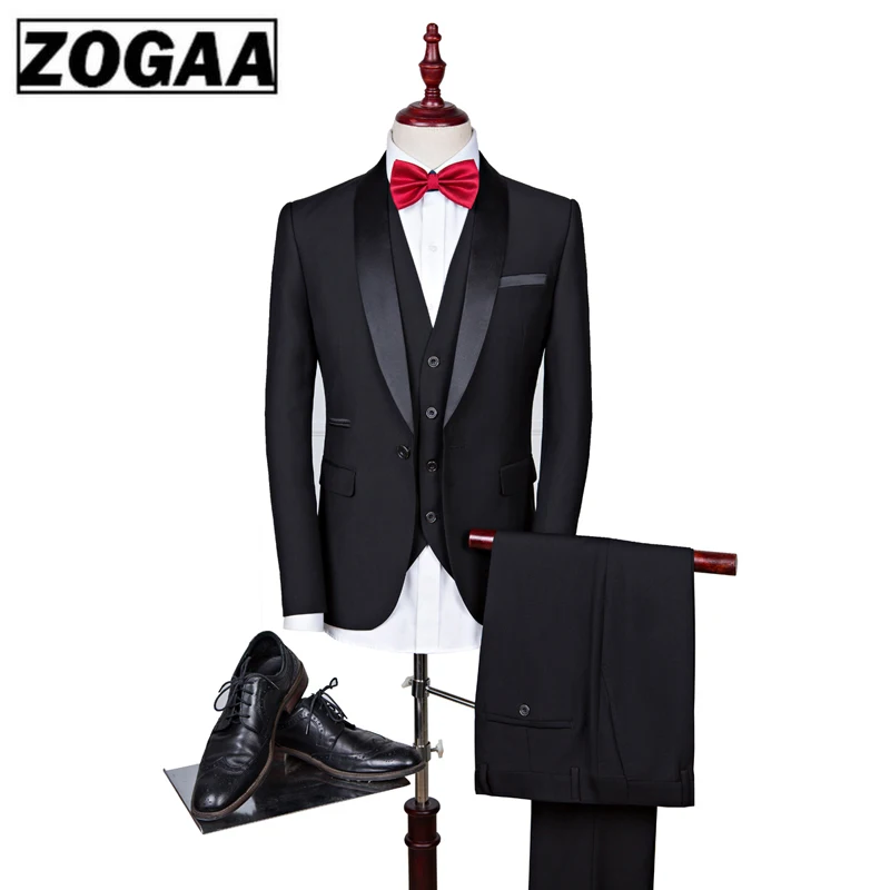 

ZOGAA Brand Men Suit 2019 Wedding Suits for Men Shawl Collar 3 Pieces Slim Fit Burgundy Suit Mens Royal Blue Tuxedo Jacket