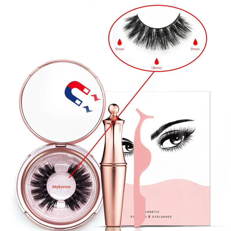 Liquid Magnetic Eyeliner Set And Magnetic False Eyelashes Tweezer Magnetic Eyeliner Waterproof Long Lasting Eyeliner Eyelashes - Цвет: Mykonos