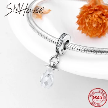 

Lovely nipple 925 Sterling Silver Baby pacifier crystal CZ Bead charms Fit Original European Charm Bracelet Necklace Making