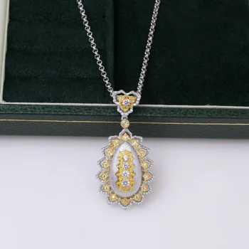 

CMajor 925 Sterling Silver Two-tone Water Drop Shape Necklace Sterling Silver Fine Jewelry Valentine's Day Gift for Women