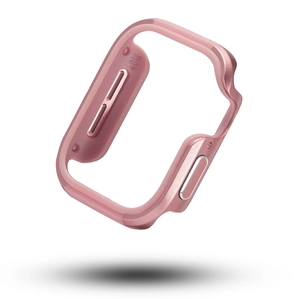 Metal+TPU High Quality Protector Case for Apple Watch Series 5 4 Cover 44mm 40mm Bumper for iWatch Hard Frame Accessories - Color: Pink