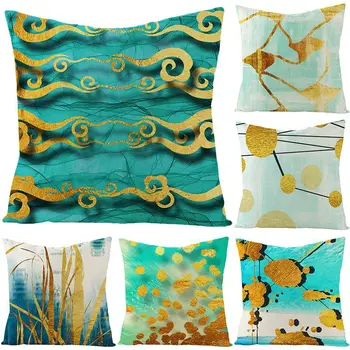 

European Dream Decorative Linen Cushion Cover 45x45cm Luxury Elk Geometric Abstract Study Sofa Cushion Waist Pillow