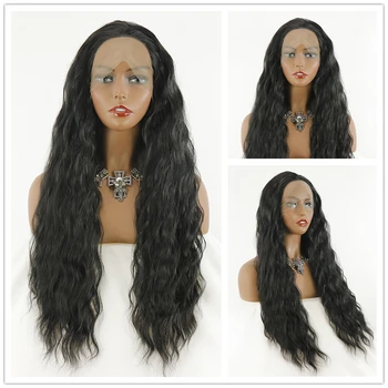 

High Temperature Fiber Long Hair Wigs Synthetic Lace Front Wig with Baby Hair Loose Wave Natural color For Women