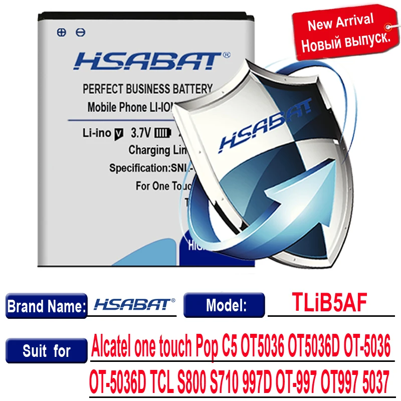 Аккумулятор HSABAT для Alcatel one touch TLiB5AF Pop C5 OT5036 OT5036D OT 5036 TCL S800 S710 997D 5036D OT997 503|battery for
