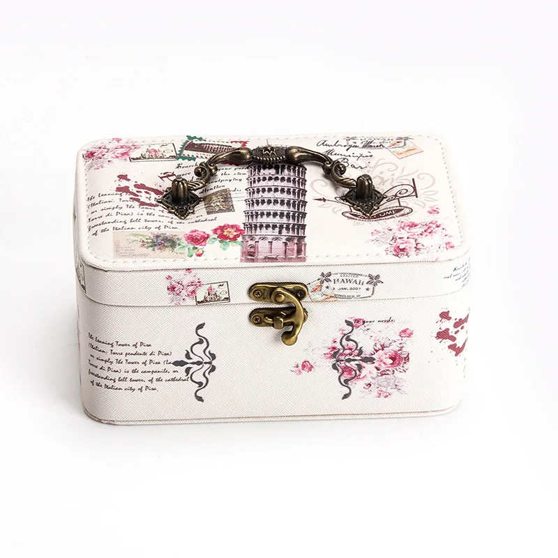 3 Jewelry Box Large Capacity Double Retro Korean European Jewelry Suiting Convenient Leather Jewelry Ring Portable Storage Box - Цвет: 3